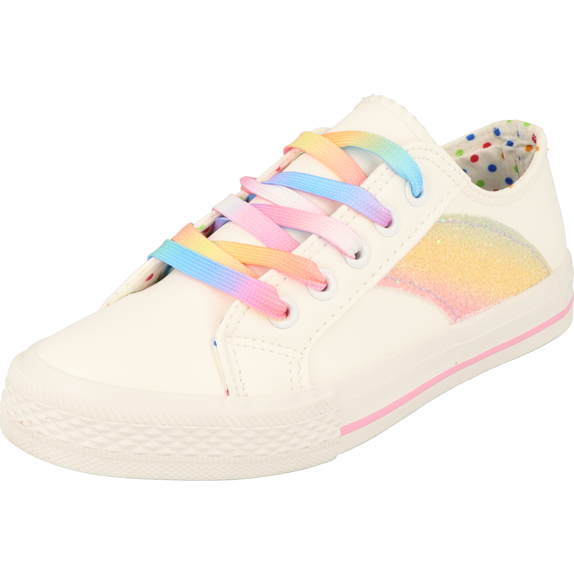 Indigo Mädchen 432-177 Schuhe Halbschuhe Sneaker Glitzer Rainbow Weiss