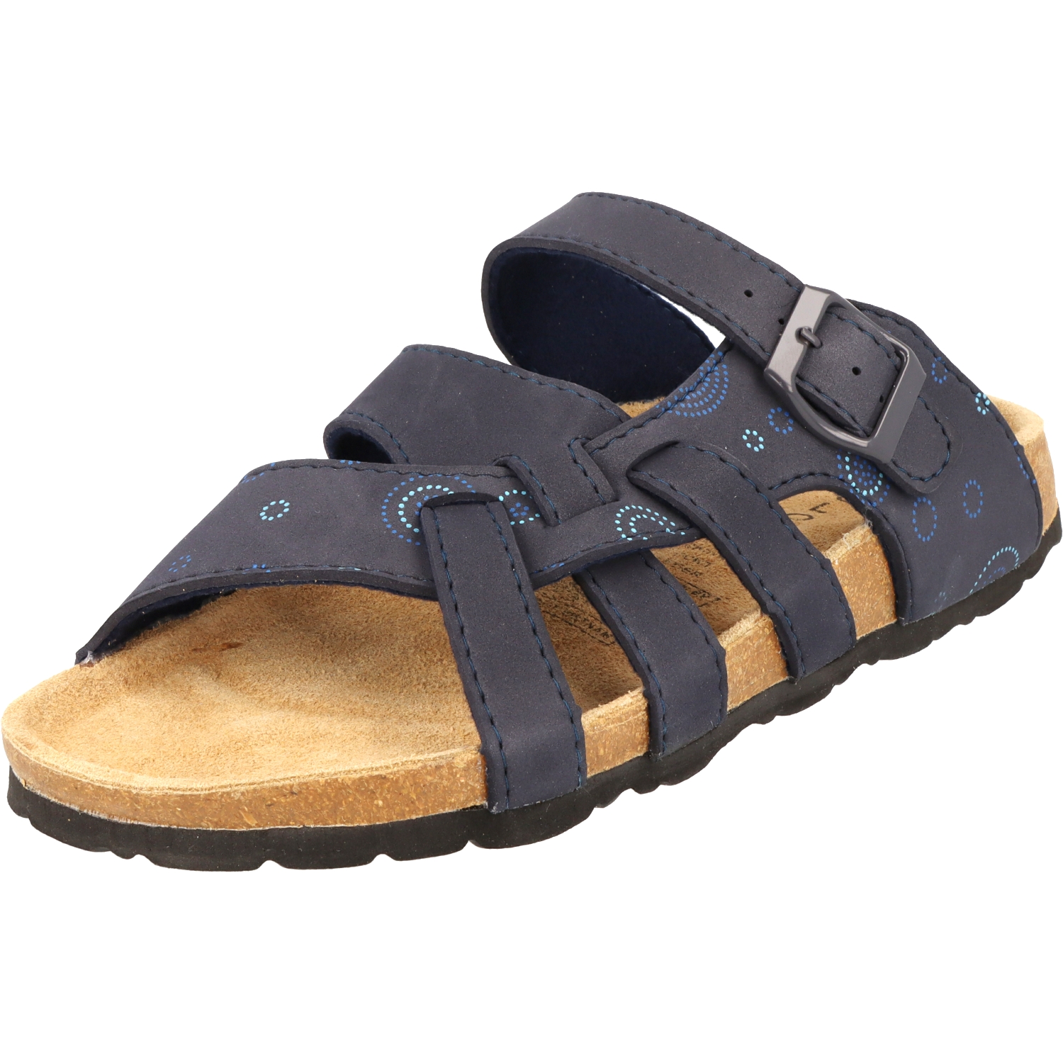 Cloxx Damen Schuhe T67913.40 Pantolette Hausschuhe Sandale Lederfußbett Blau