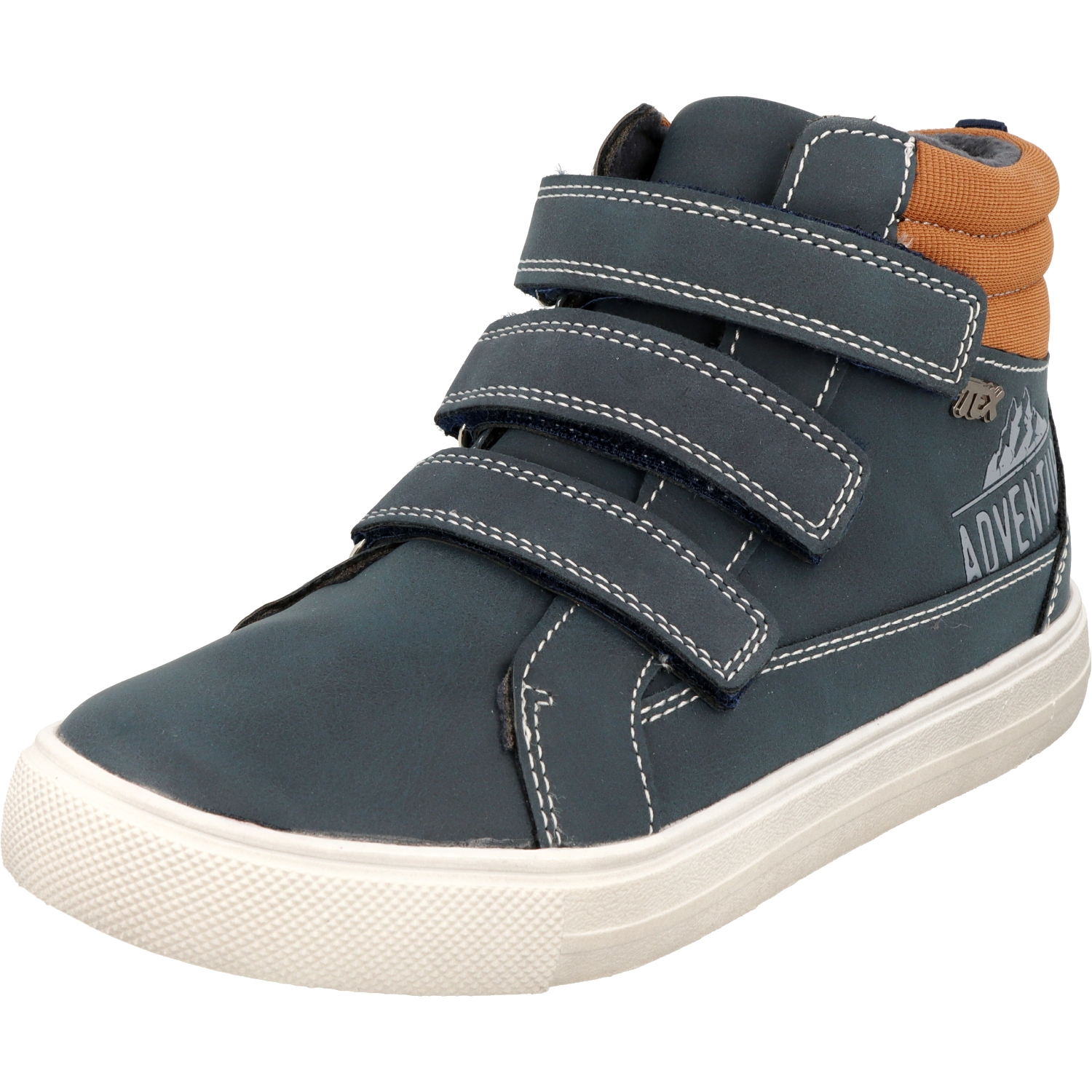 Indigo Jungen Schuhe 453-028 stylische HiTop Sneaker Blau 3-fach Klettverschluss