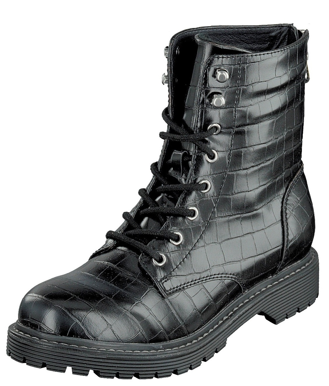 Jane Klain Damen Schuhe Boots Stiefel 252-449 Schwarz Reptil Reißverschluss