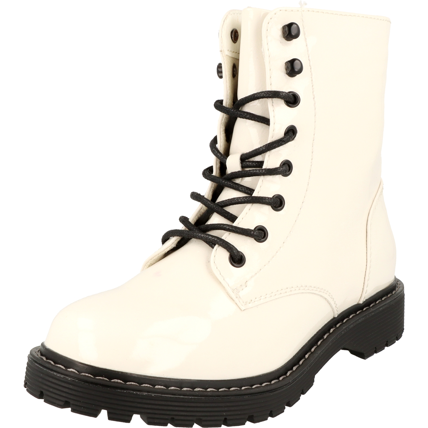 Jane Klain Damen Schuhe Boots Stiefel 252-449 Weiß Lack Reißverschluss