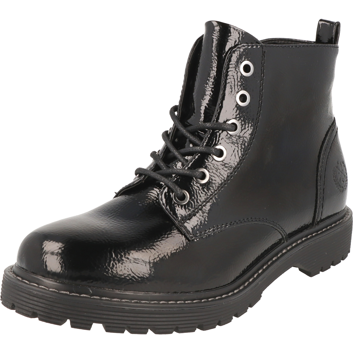 Jane Klain Woman Damen Schuhe Lack Boots Stiefel Schnürer 252-366 Black Lack