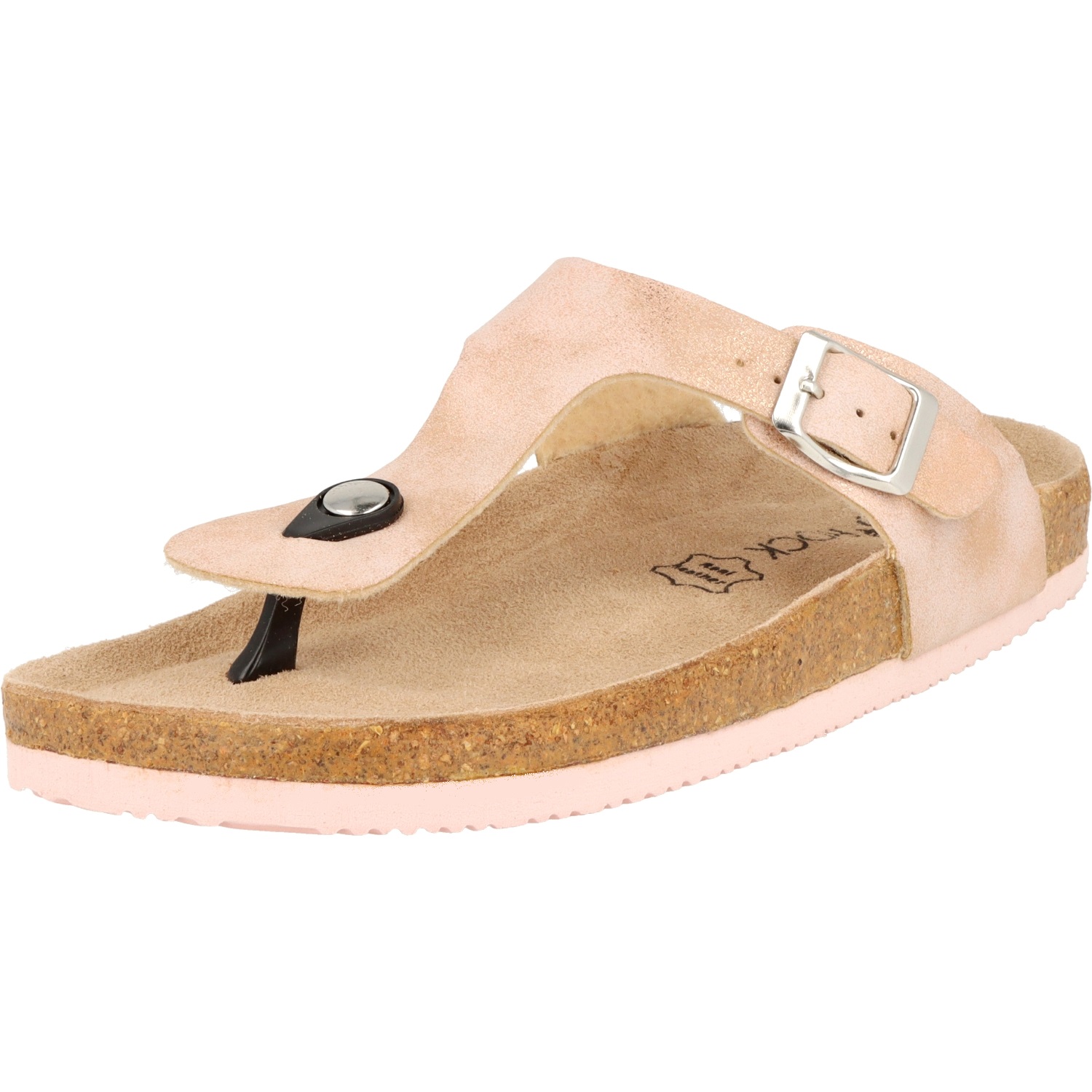 BioRock T30055 Damen Schuhe Sandalen Zehentrenner Hausschuhe Lederfußbett Rosé