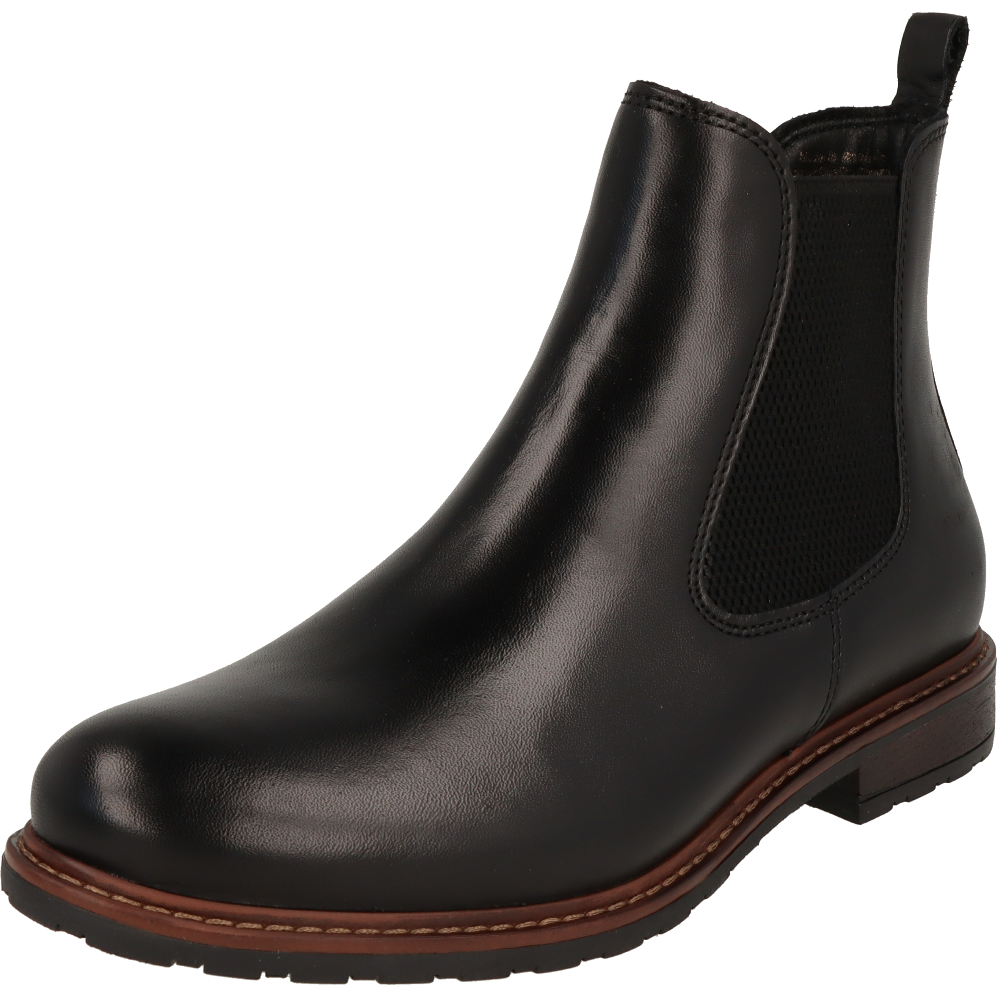 Tamaris 1-25056-29 Damen Schuhe Leder Chelsea Boots Stiefelette 003 Black