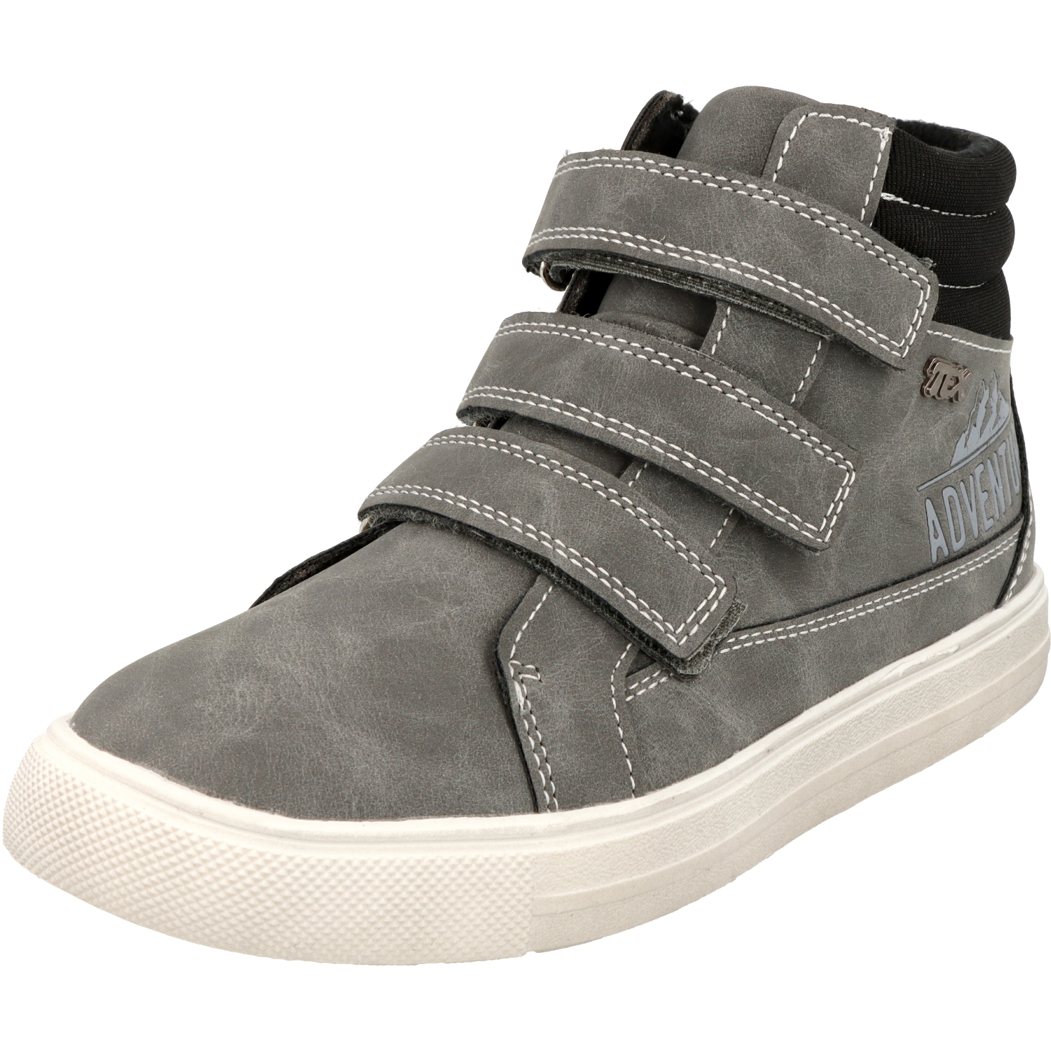 Indigo Jungen Schuhe 453-028 stylische HiTop Sneaker Grau 3-fach Klettverschluss