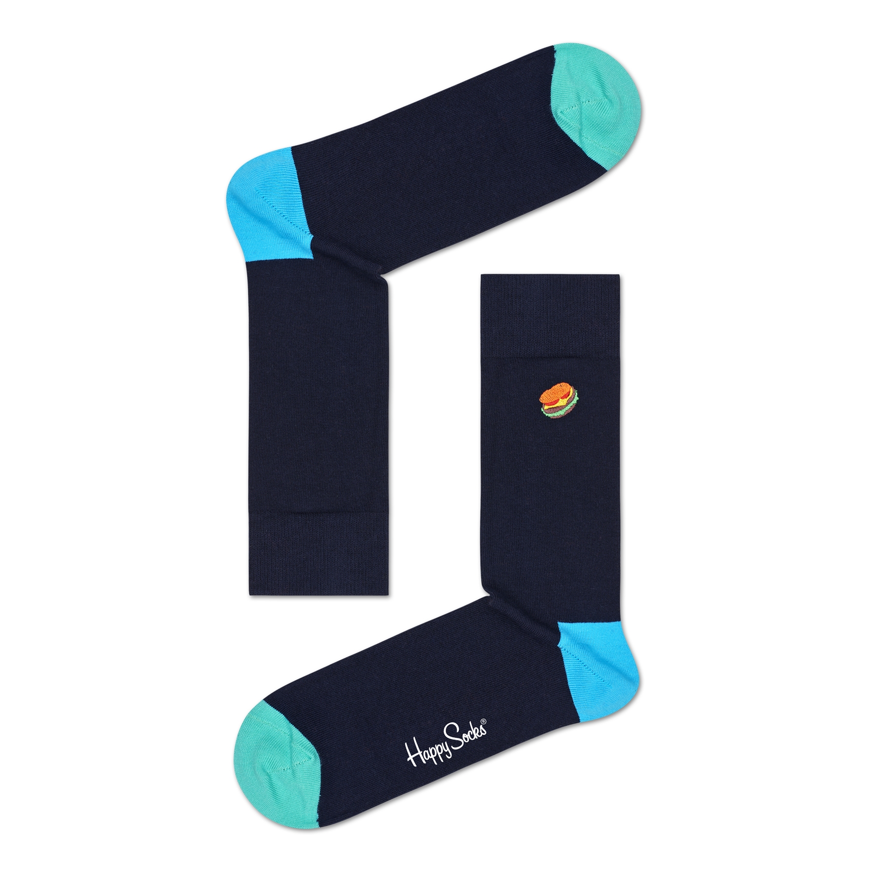 Happy Socks Unisex Paar Design Socken BEHA01-6500 Burger Dark Blue/Navy Gr.36-46